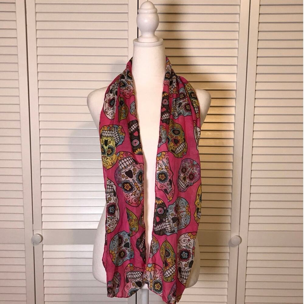 Day of the Dead Colorful Skull Print Women Scarf